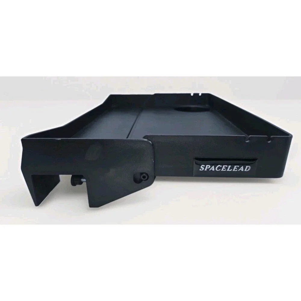 SPACELEAD Bed Tray Table Clamp On Bedside Organizer Shelf with Cup Holder Black